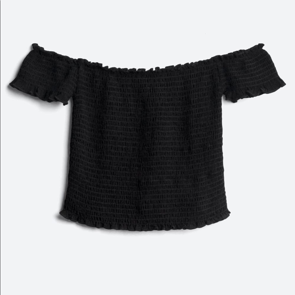 Smocked Off The Shoulder Crop Top